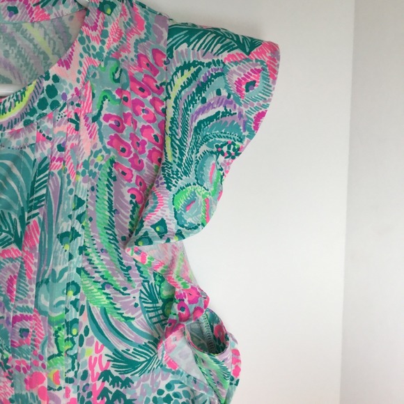 Lilly Pulitzer Golda Top Women's Size S Multi Banana Split Pintucked Printed - Picture 5 of 6